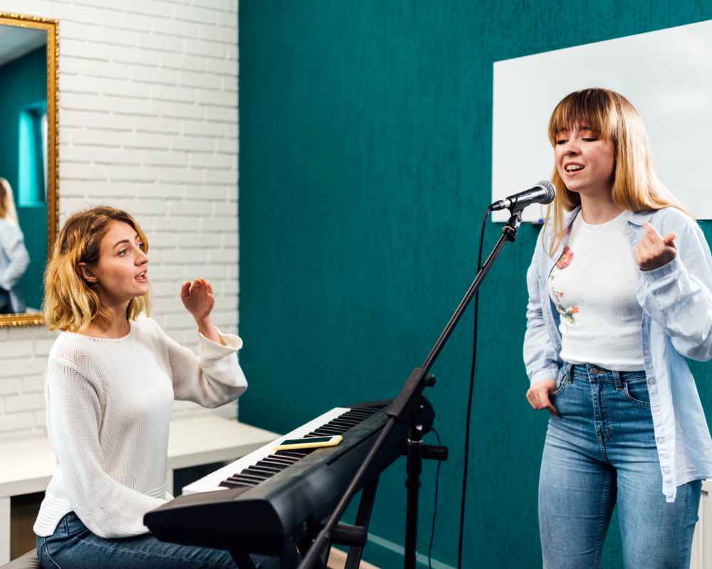 Female voice lesson student taking voice lessons at The Lesson Studio